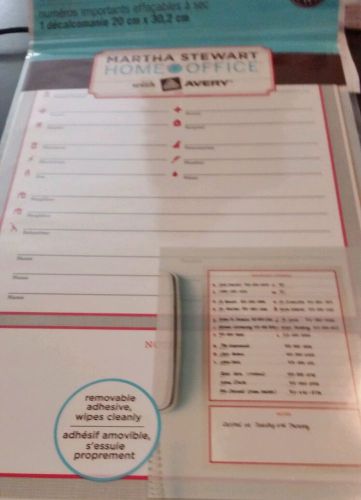 Martha Stewart Avery Important Numbers Kitchen Chart Dry Erase Decals