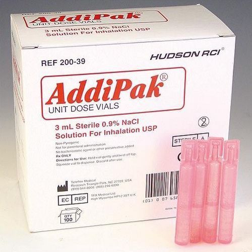 Teleflex Addipak Sterile Saline Solution 3mL, Box of 200 (Carefusion Modudose)