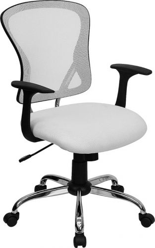 Mid-Back White Mesh Office Chair with Chrome Base (MF-H-8369F-WHT-GG)
