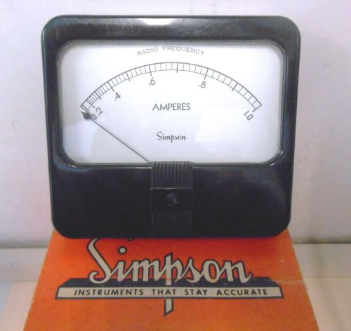 Simpson Model 39 Analog Panel Meter,   0 to 1.0 RF  Amperes  (NEW)
