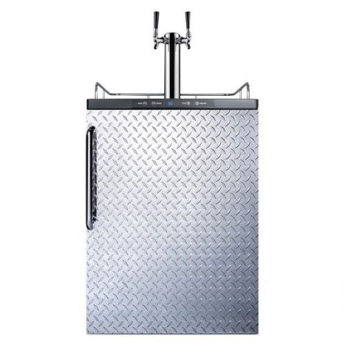 Summit under counter kegerator - double faucet - diamond plate - draft beer bar for sale
