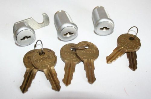 Illinois cabinet locks (3) with keys (6) ~ keyed alike ~ take a l@@k!! for sale