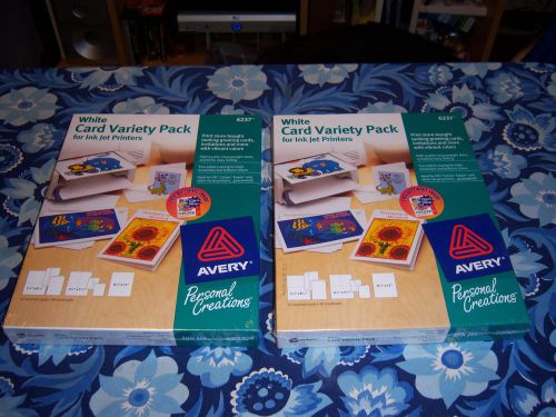 2 Avery White Card Variety Pack 6237 for Ink Jet Printers HP, Canon, Epson - New
