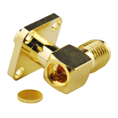 Sma female jack 4 hole panel mount right angle rf connector for rg405 .086&#034; for sale