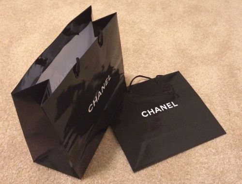 2 CHANEL Black Paper Gift Bags-smaller size AUTHENTIC