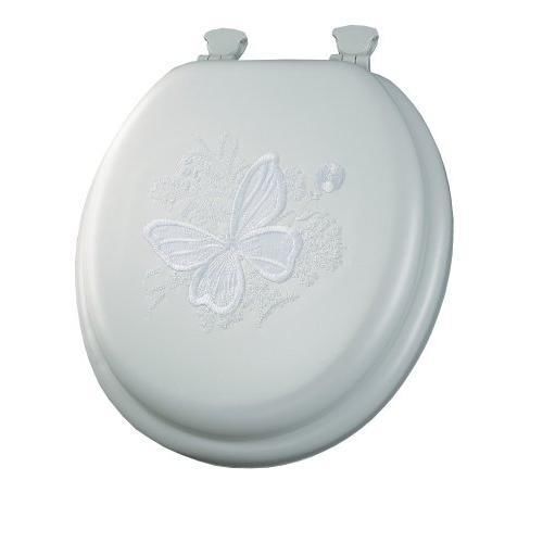 Mayfair 1386EC 000 Butterfly Embroidered Soft Toilet Seat with Lift-Off New