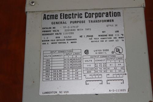 ACME Transformer TF-2-17437 STYLE SE General Purpose