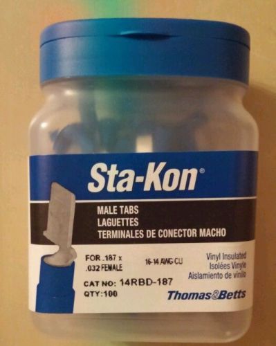 Thomas &amp; betts &#034;sta-kon&#034; insulated quick connect male terminal connector tabs for sale