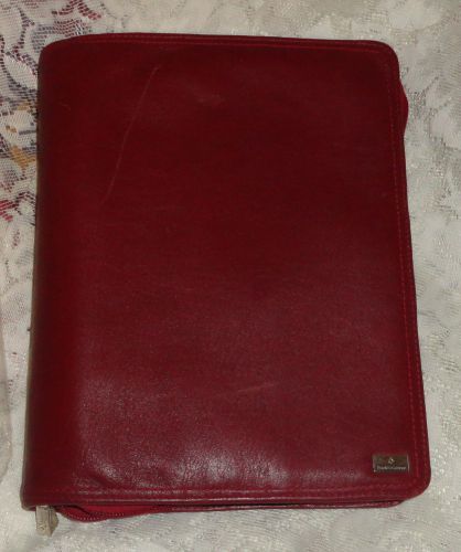 Franklin Covey Red Nappa Leather Planner Binder Case 7 Ring Zip Some Inserts