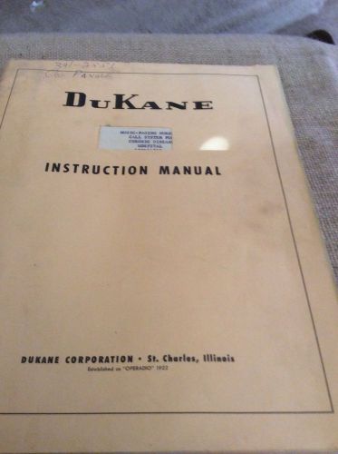 Vintage Dukane Instruction Manual
