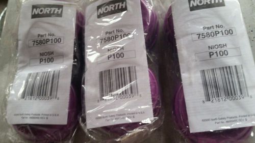 North 7580 P100 Particulate Filter Replacement Cartridge Purple x 3 pair.