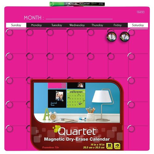 Quartet Dry-Erase Calendar, 14 x 14 Inches,1-Month Design, Neon Pink