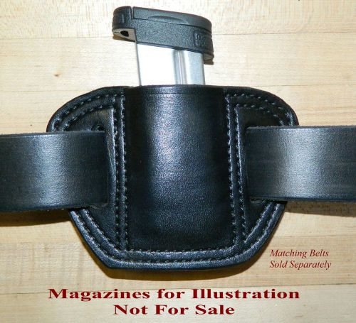Leather mag pouch for 9mm /.40 staggered stack magazine fits s&amp;w m&amp;p shield mags for sale