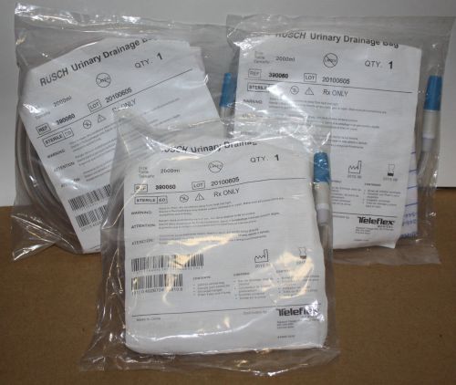 Lot of Three (3) Rusch 2000 ml Drainage Bags