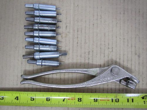 10 PC LOT WEDGE LOCK BODY SKIN FASTENERS W/ CLECO PLIERS AIRCRAFT MECHANIC TOOLS