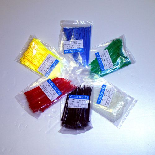 600pcs industrial self-locking nylon wire cable zip tie 3x100mm 2.5x100mm mixed for sale