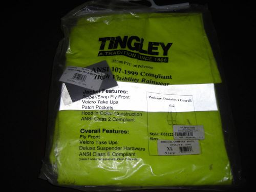 NWT TINGLEY O53122 HiVis  Rain Bib Overall, Yellow  XL