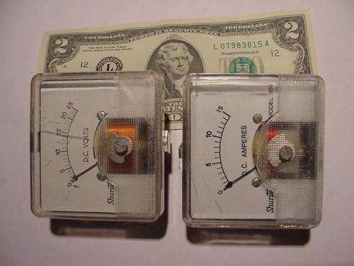 Shurite panel meter pair 0-25vdc and 0-15adc for sale