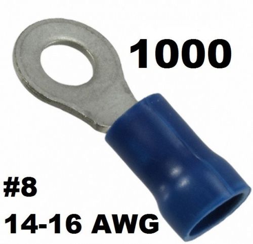 Lot of 1000 #8 14-16AWG Vinyl Insulated Crimp-on Ring Terminals