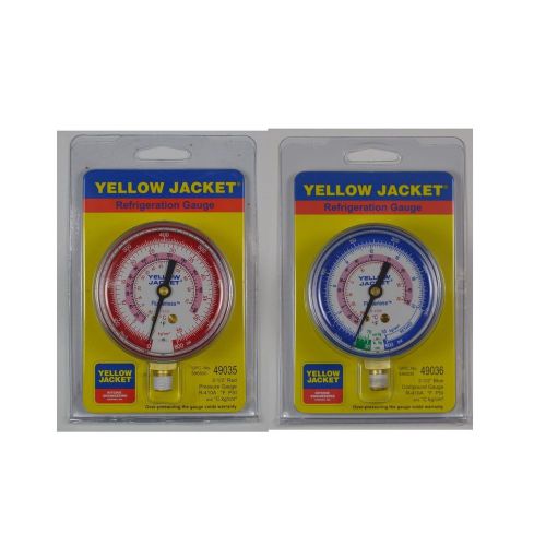 Yellow jacket 49036 &amp; 49035 2-1/2&#034; r410a gauge hi &amp; low combo - new! for sale