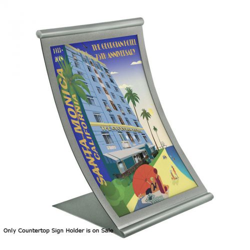 New retail curved metal counter sign holder 8.5&#034;w x14&#034;h for sale