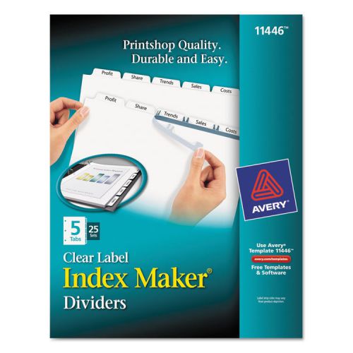 Index Maker Clear Label Dividers, 5-Tab, Letter, White, 25 Sets