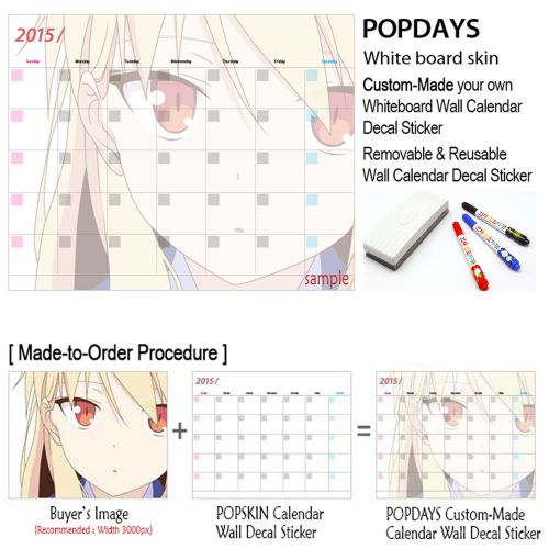 POPSKIN Custom-Made Whiteboard Wall Calendar Skin Decals Sticker 32x40cm POPDAYS