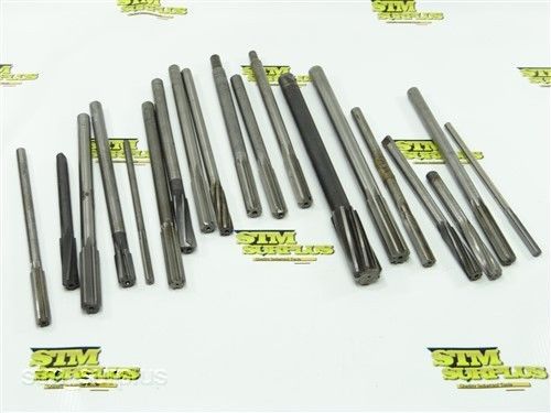 Assorted lot of 17 hss assorted shank reamers 1/4&#034; to 27/32&#034; cleveland standard for sale