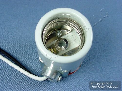 Leviton Porcelain Side Outlet Lamp Holder Light Socket W/ Leads 660W 250V 10091