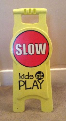 Safety Sign SLOW Kids At Play 26&#034;  Toys &#039;R Us Yellow Red Child Stand Alone