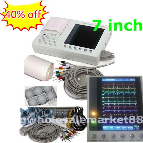 12-lead digital 3-channel electrocardiograph ecg/ekg machine interpretation bidd for sale