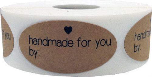1&#034;x2&#034; Oval Handmade for you by: Natural Kraft - 500 Adhesive labels on roll