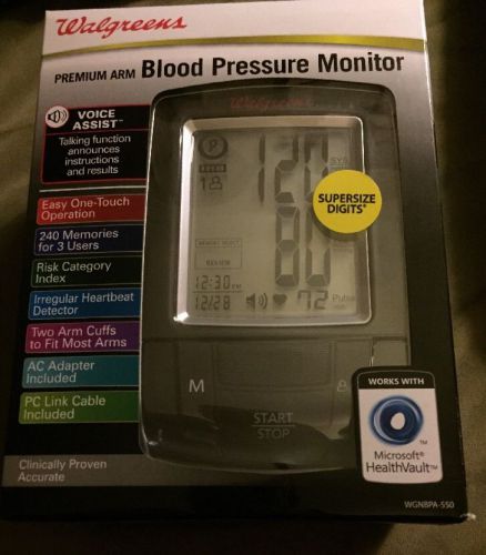 Walgreens Premium Arm Blood Pressure Monitor Standard &amp; Large Cuffs Voice Assist