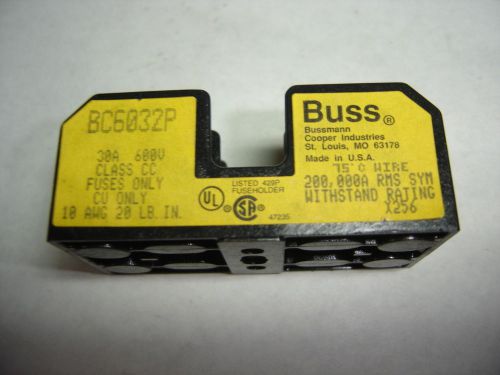 BUSS BC6032P DOUBLE FUSE HOLDER 30A 600V CLASS CC FUSES ONLY