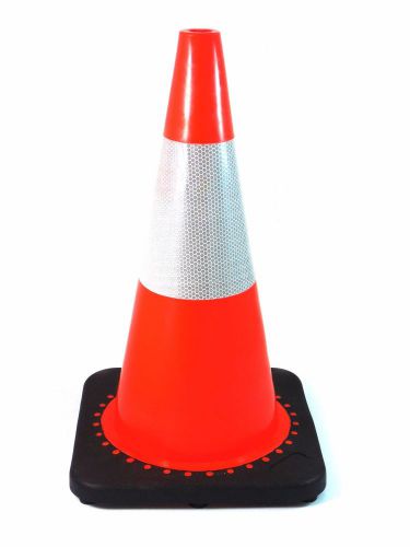 18&#034; orange safety traffic cones wide body, black base with one reflective collar for sale