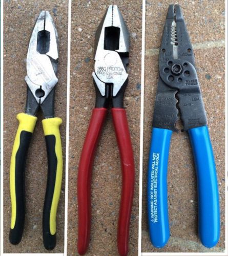Lot of 2 KLEIN TOOLS 1010  J213-9NECR Electrical PLiers 1 Proto 268GTools