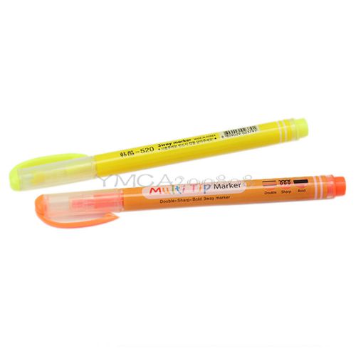 2 Pcs 3 Way Fluorescent Pen Highlighter Marker Writing Gift for Kids Student