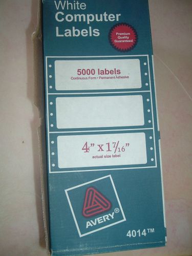 Avery 4014 Pin Fed Computer Labels - 4&#034; X  1 7/16&#034; -5000 Labels-White