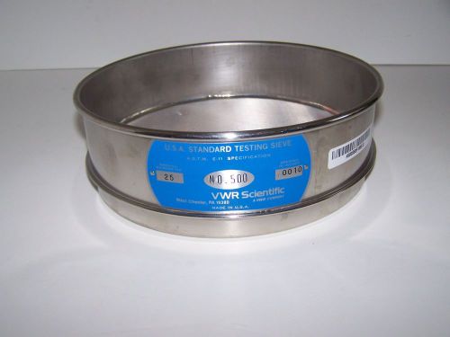 USA STANDARD TESTING SIEVE , No. 500 STAINLESS STEEL, LAB EQUIP, VWR SCIENTIFIC.