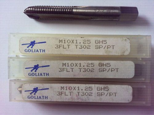 M10 x 1.25 gh5- 3 flute- t302 sp/pt, lot of 3 pieces for sale