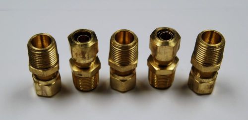 Brass Fittings DOT Air Brake Male Connector, Tube OD 1/2, Male Pipe 1/2, Qty 5