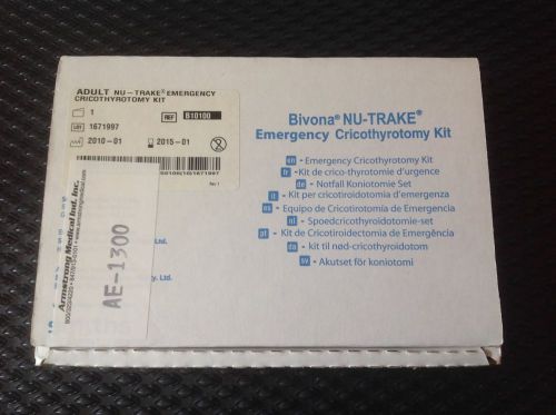 Bivona Smiths Nu-Trake Adult Emergency Cricothyrotomy Kit # B10100, Sterile, NIB