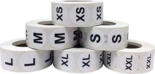 White Round Clothing Size Stickers Adhesive Labels For Retail Apparel XS S M ...