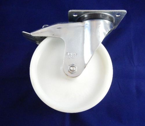 One blickle swivel plate brake caster with solid nylon white 200mm x 50mm wheel for sale