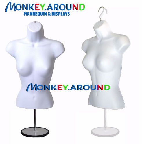 NEW Female Mannequin White Body Dress Torso Form, w/1 STAND 1 Hook-Display Women