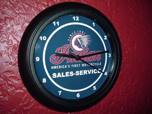 Indian Old LogoHead Motorcycle Garage Store Man Cave Wall Clock Advertising Sign