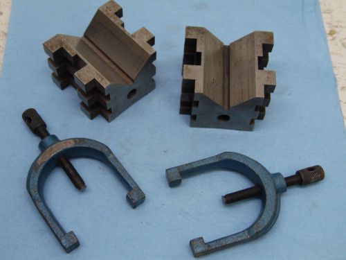 machinist toolmaker grinding set up pair of v&#039;blocks 2x2.5x2.75 with clamps