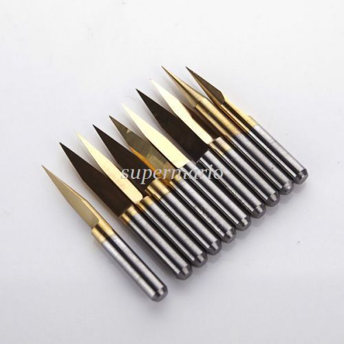 10xtitanium coated carbide pcb engraving cnc bit router tool 10 degree 0.1mm tip for sale