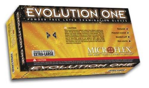 Microflex Evolution One Powder-Free Medical Exam Grade Latex Gloves(100/bx)-Lg