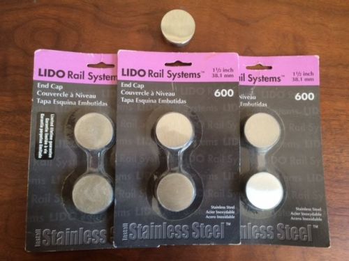 LIDO~~RAIL SYSTEMS~~1.5&#034;/3.1mm STAINLESS STEEL END CAPS~~3 UNOPENED PACKAGES + 1
